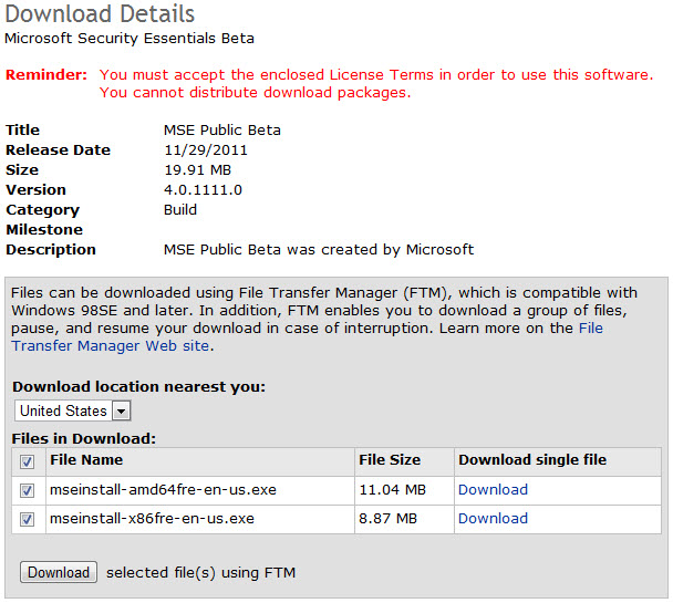 Microsoft® Security Essentials Beta Download Link