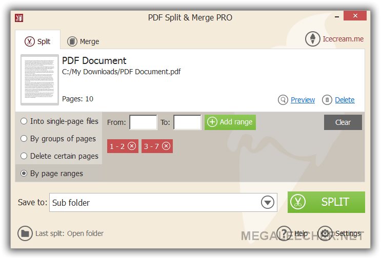 Split PDF Mode