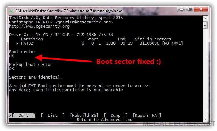 FAT32 Boot Sector Fixed