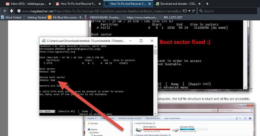 boot sector recovery sd card