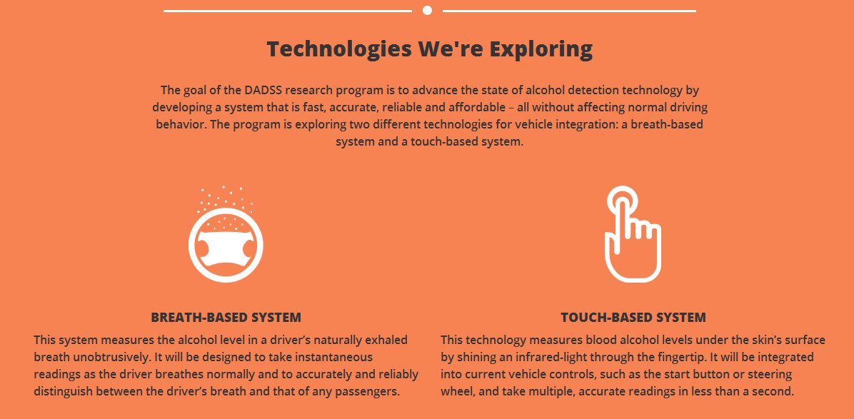 Driver Alcohol Detection System for Safety (DADSS)