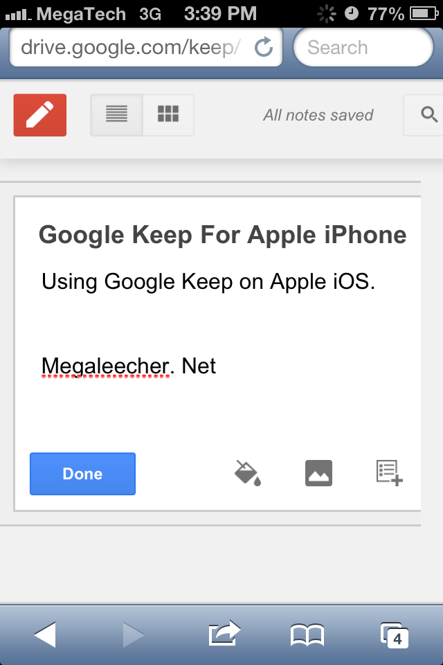 Google Keep For Apple iPhone