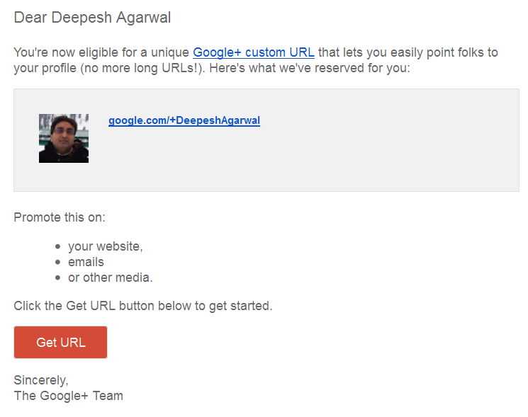 Google+ Custom URLs