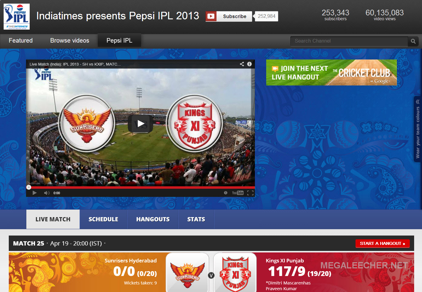 IPL 2013 Live Match on Desktop