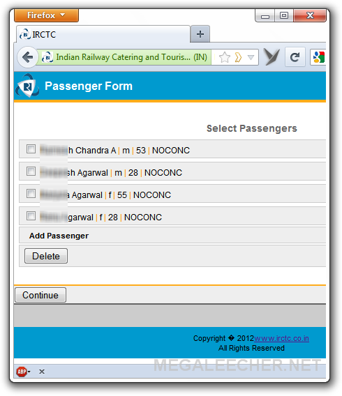 IRCTC Mobile website