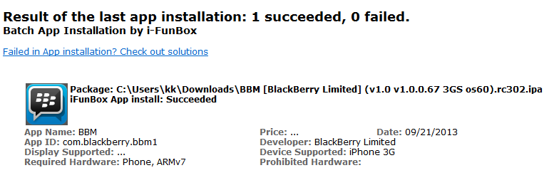 Installing BBM IPA on iPhone