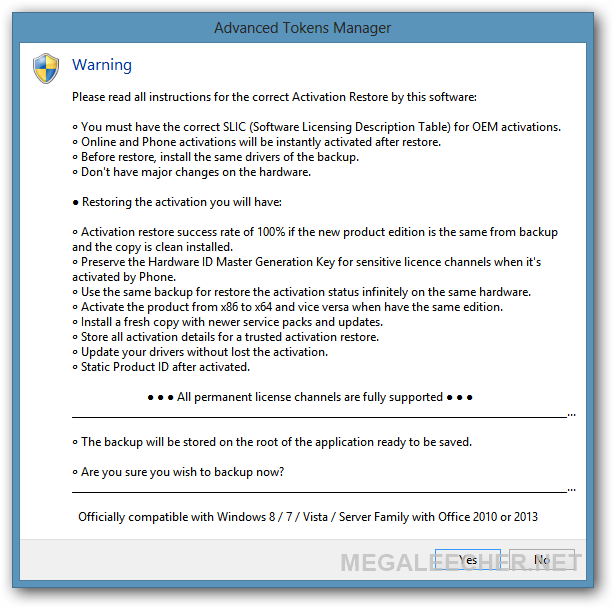 Windows 8 Activation Backup