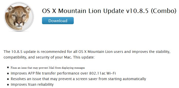 Apple OS X Mountain Lion Update v10.8.5