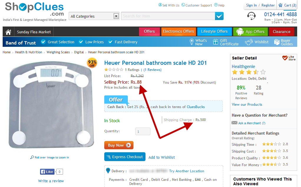 Shopclues Shipping Charges
