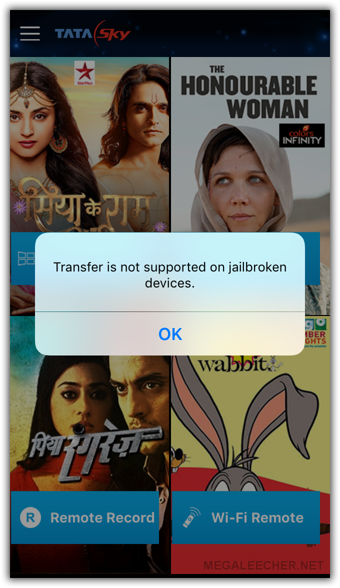 TataSky Mobile App Not Allowing Access on Jailbroken iPhone 6s With iOS 9