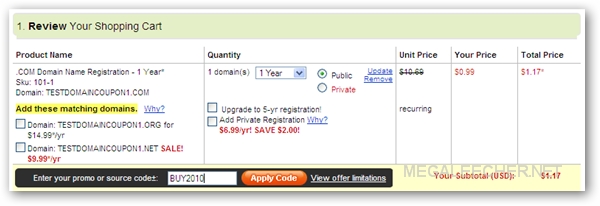 BUY2010 GoDaddy Coupon Code