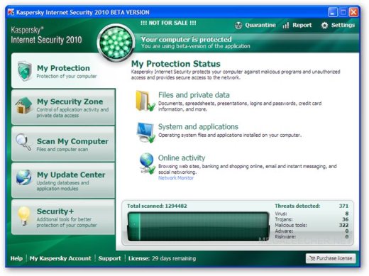 Hactivated Copy Of Kaspersky Internet Security 2010