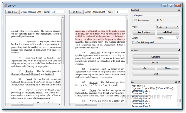 Visually comparison of two PDF files