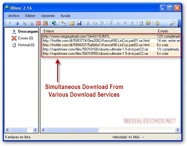 RDesc Multi-hosting file downloader