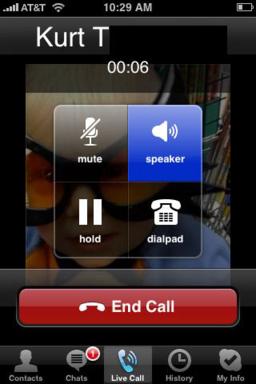 Skype iPhone In-call screen