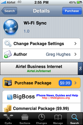 Wi-Fi Sync For Apple iPhone On Cydia