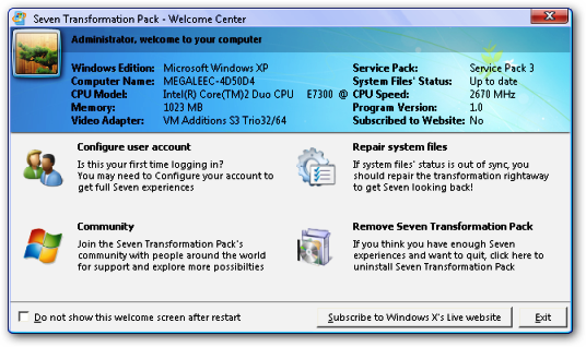 Windows Seven Transformation Pack Screen