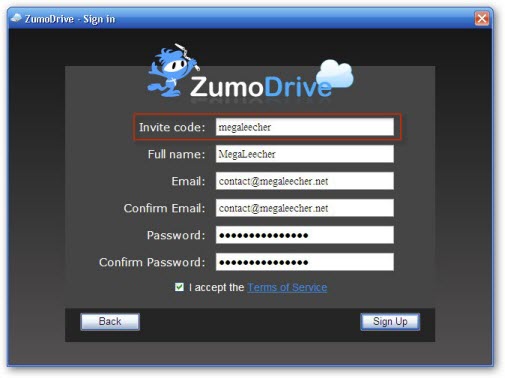 ZumoDrive Signup
