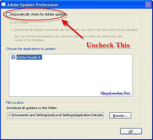 Disable Adobe Updater Step 4