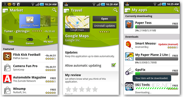 Updated Android market Interface