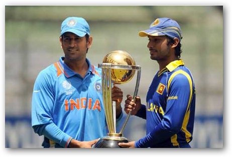 Indian Captain MS Dhoni With Sri-Lankan Skipper Kumar Sangakkara