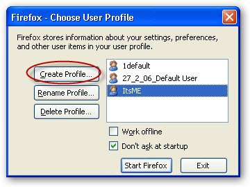 Firefox profile Manager