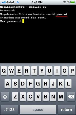 passwd command on iPhone