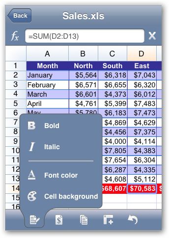 Quickoffice Mobile Office Suite Excel