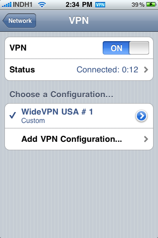 iPhone VPN Connected