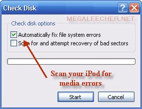 iPod Disk Error Scan