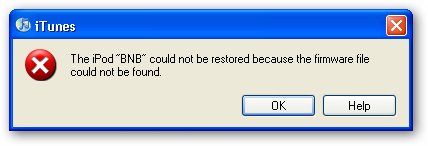 iTunes Displaying iPod Firmware Error