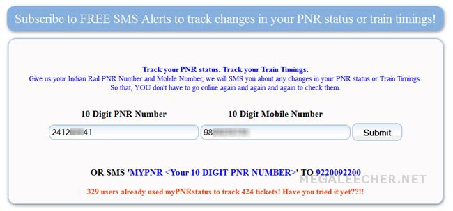 PNR Status On SMS