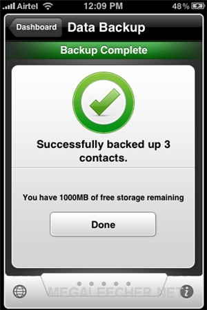 iPhone Data Backup Completed