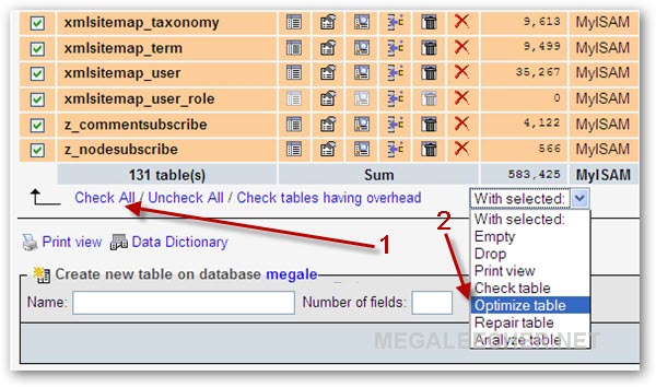 MySQL Optimize Table Command