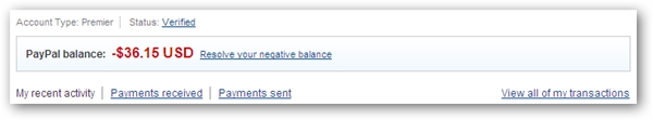 Paypal Negative Balance