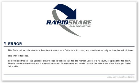 Rapidshare Premium User Limit