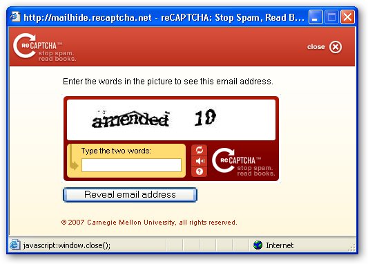 reCAPTCHA mail Hide