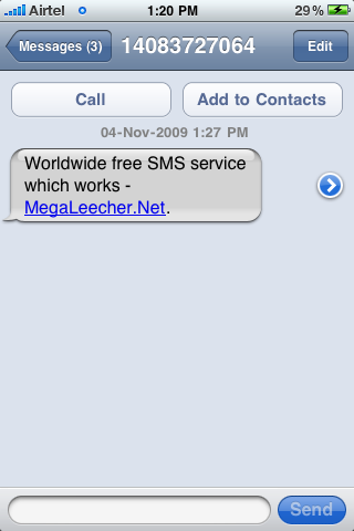 Received SMS Message via Free Online Gateway