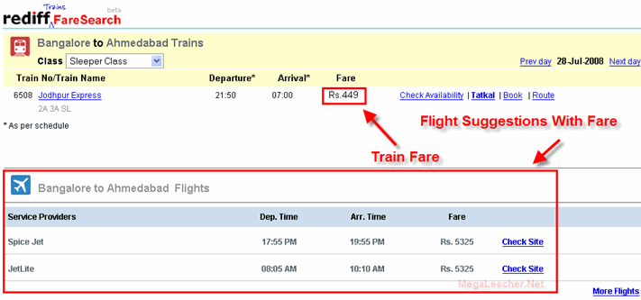 Indian Rail Fare Search