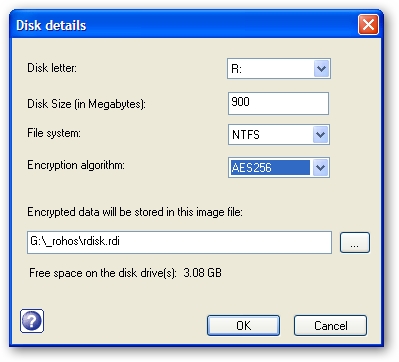 Rohos Drive Encryption Options