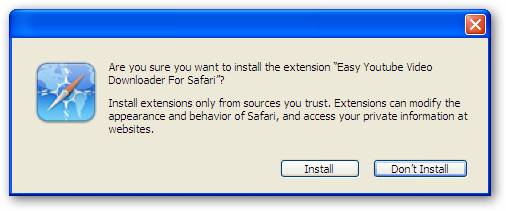 Safari Extension Installation Prompt