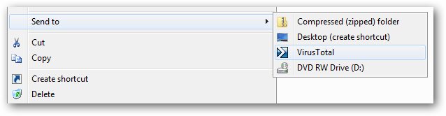 VirusTotal Send To Menu