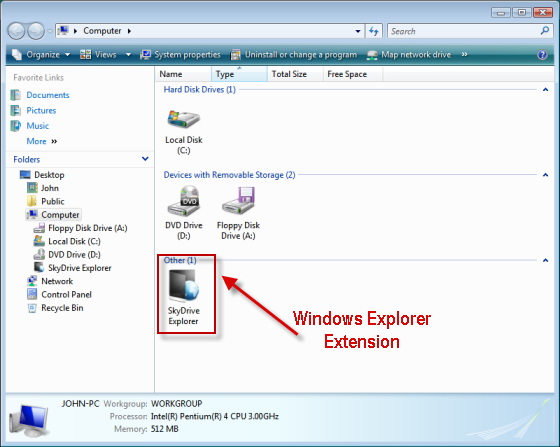 SkyDrive Explorer Extension