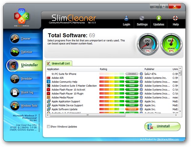 SlimCleaner Uninstaller