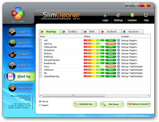 SlimCleaner Hijack Log