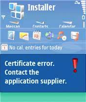 Nokia Certificate Error