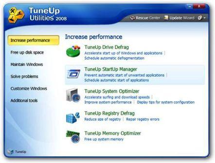 Tuneup Utilities 2008 Main Screen