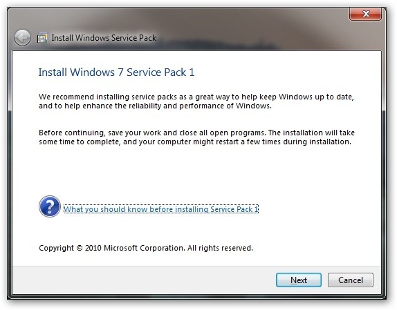 Windows 7 SP1 Beta Build Installer