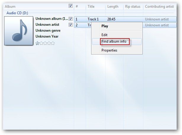 WMP 12 Find Album Information