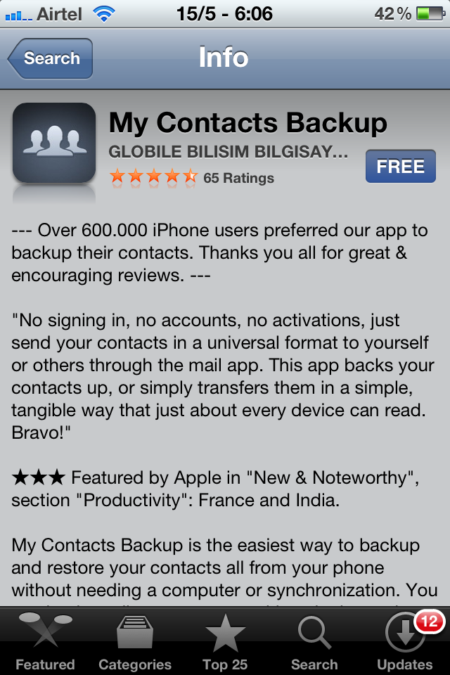 iPhone Contacts Backup